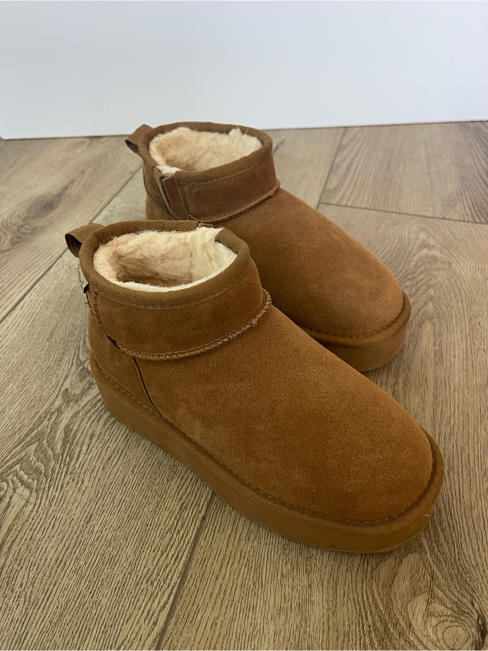 BearPaw Kids Suede-Look Shearling Ankle Slippers / boots - Chestnut